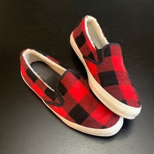 plaid slip on shoes